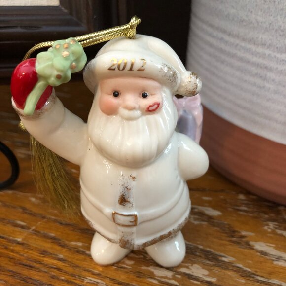 Lenox  2012 Annual Santa Ornament- Meet Me Under The Mistletoe - Picture 1 of 4